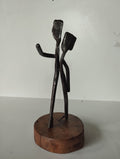 Sculpture artisanale "Ma Moitié" – Acier patiné sur socle bois